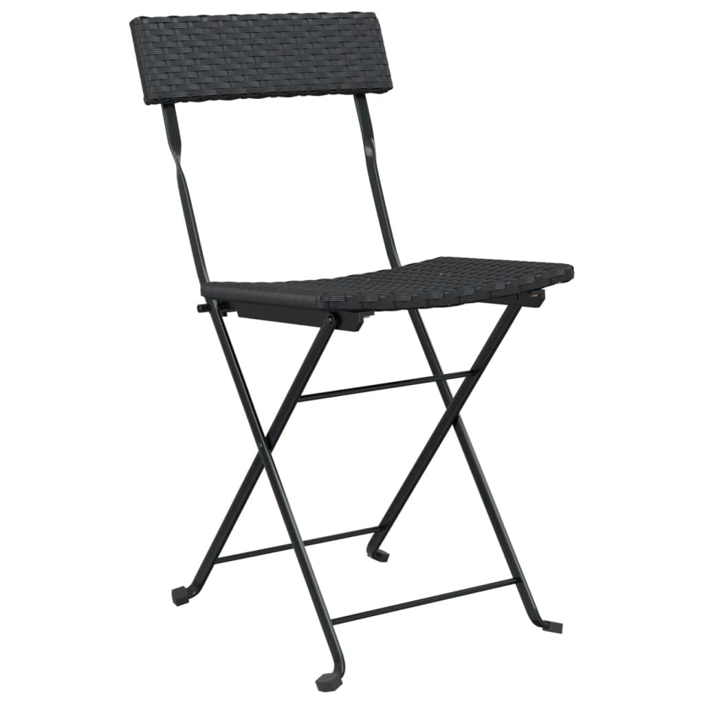 vidaXL 4 pcs Black Bistro Chairs; Foldable Design with Weather-Resistant Poly Rattan and Stable Powder-Coated Steel Frame. Easy to Assemble & Ideal for Patio, Garden or Terrace Seating.