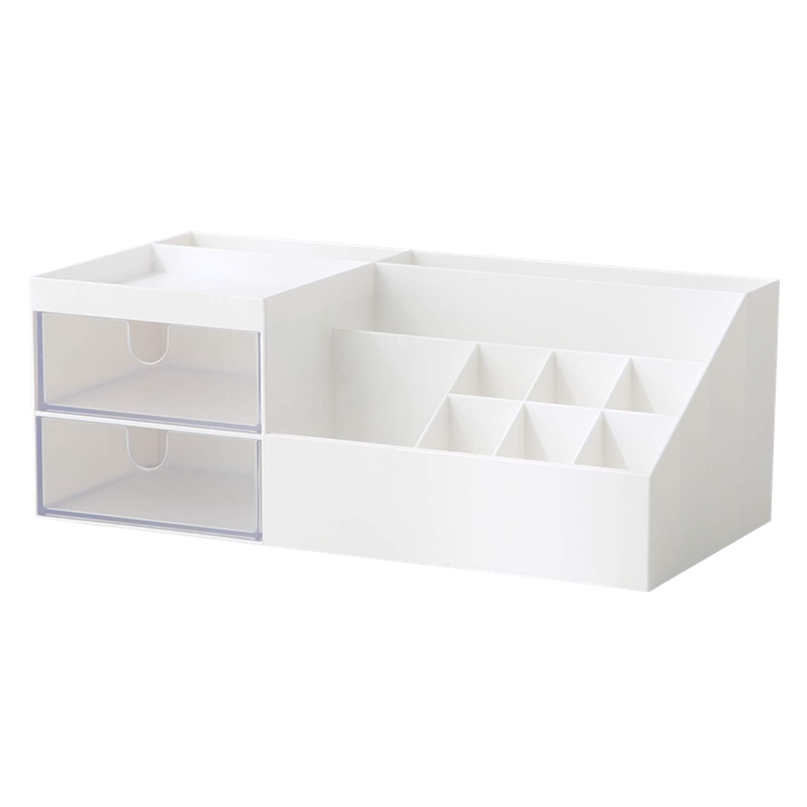 Marknor Cosmetic/Makeup Vanity Organizer Box, Mini Desk Storage For Office Supplies, Bathroom Counter Or Dresser, White