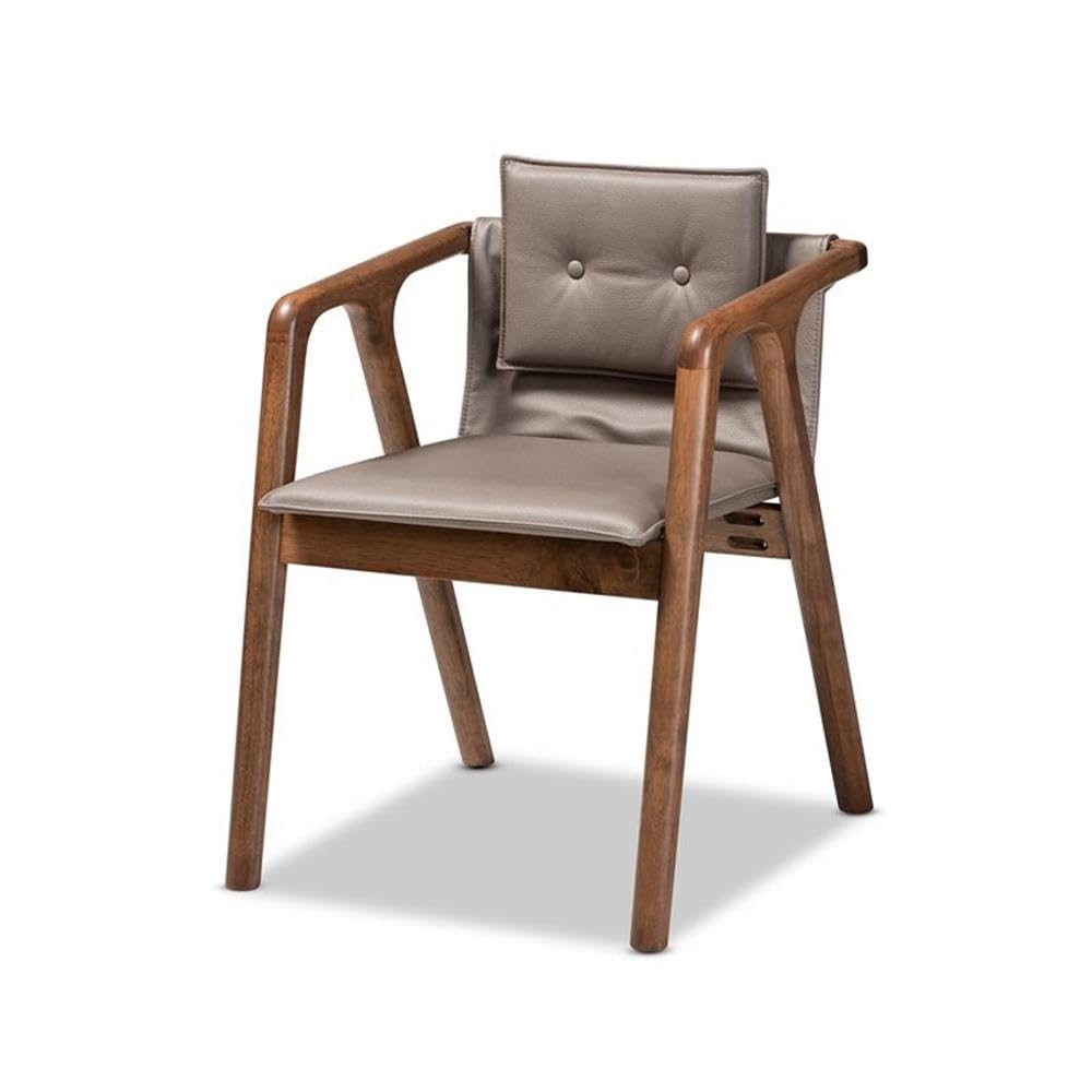 Baxton Studio Marcena Mid-Century Modern Grey Imitation Leather Upholstered and Walnut Brown Finished Wood 7-Piece Dining Set
