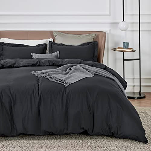 Bedsure Black Duvet Covers Full Size - Soft Brushed Microfiber Duvet Cover Set 3 Pieces With Zipper Closure, 1 Duvet Cover 80X90