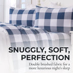 Great Bay Home 4 Piece 100% Turkish Cotton California King Navy Printed Flannel Sheets Set | Deep Pocket, Soft Sheets | Warm, Do
