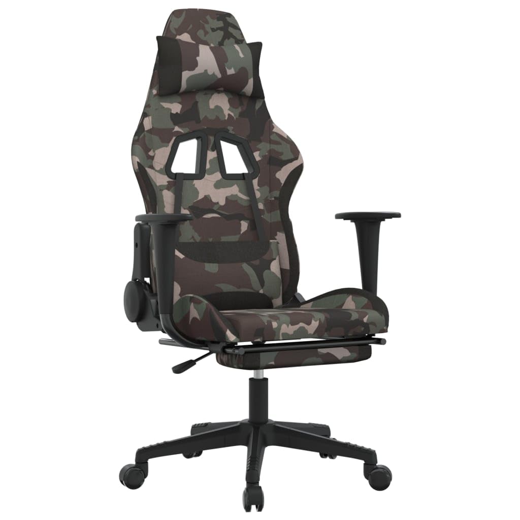 Vidaxl Gaming Chair With Massage Function And Adjustable Backrest, Durable Camouflage Fabric, Ideal For Gamers And Home Office Use