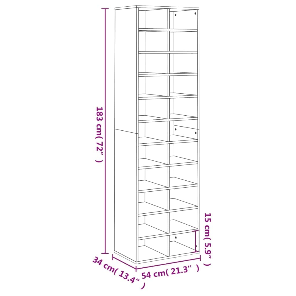 vidaXL Shoe Cubby, Shoe Cabinet with 22 Compartments, Shoe Rack, Shoe Storage Organizer for Entryway Hallway Bedroom Dorm Room, White Engineered Wood