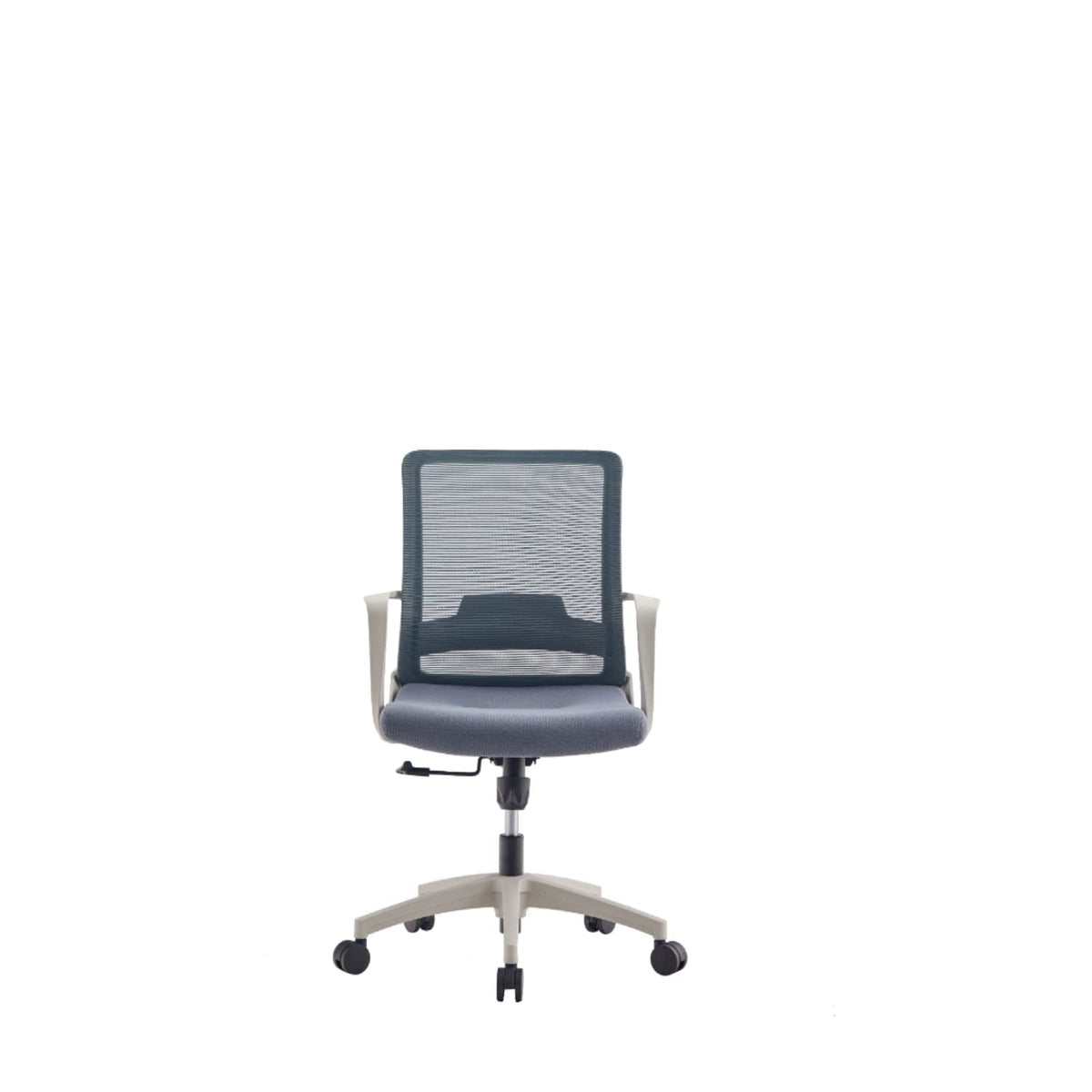 Depot E-Shop Durban Office Chair With Fixed Armrest, Class 3 Gas Lift, Mesh Back, And Fabric Seat, Smokey Oak/White