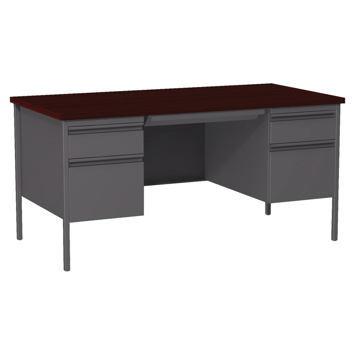 Lorell Double Pedestal Desk, 60 by 30 by 29-1/2-Inch, Mahogany