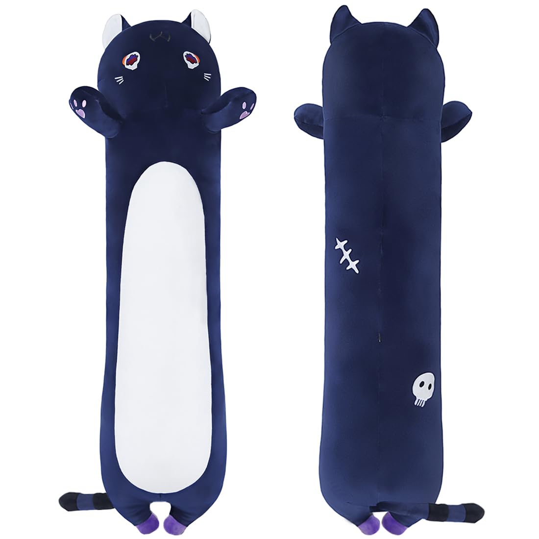 Yeqivo Cat Plush Body Pillow, Cute Cat Long Stuffed Animals Soft Cat Plushies, Purple Kitten Plush Toys For Kids Girlfriend(90Cm