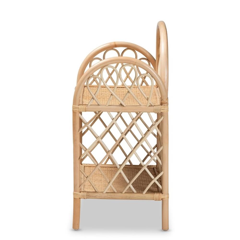 Baxton Studio Hammond Rattan 2-Tier Display Shelf - Thumbnail 2