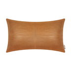 BRAWARM Tan Leather Throw Pillow 12 X 20 Inches, Faux Leather Pillow Cover with Piping, Hand Stitched Leather Decorative Lumbar 