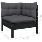 vidaXL Solid Pinewood Patio Lounge Set 9 Piece with Anthracite Cushions Garden Outdoor Lawn Yard Terrace Balcony Wooden Seat Seating Furniture