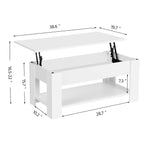 Yaheetech Lift Top Coffee Table W/Hidden Storage Compartment And Storage Shelf - Lift Tabletop For Living Room Reception Room, White