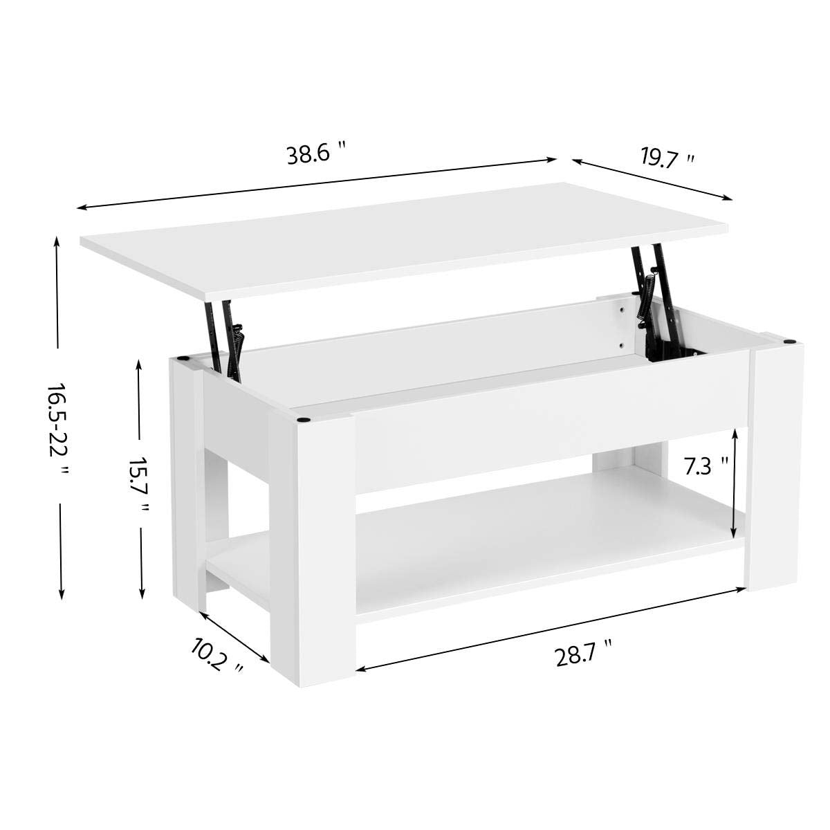 Yaheetech Lift Top Coffee Table W/Hidden Storage Compartment And Storage Shelf - Lift Tabletop For Living Room Reception Room, White