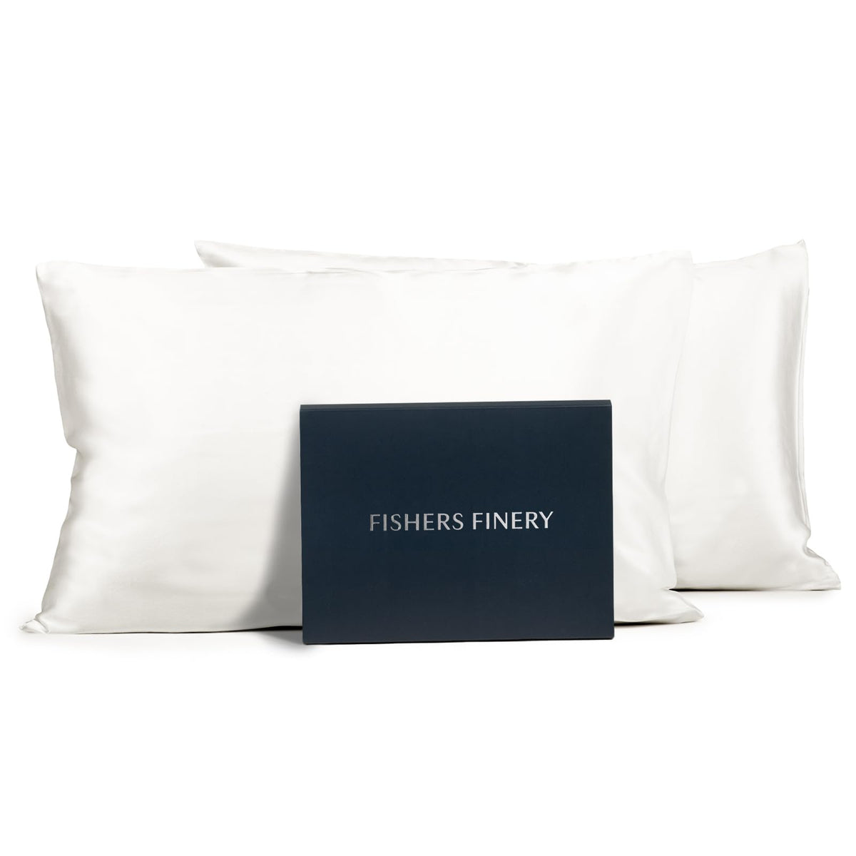 Fishers Finery 25Mm 100% Pure Mulberry Silk Pillowcase Set, Good Housekeeping Winner (White, Queen 2 Pack)