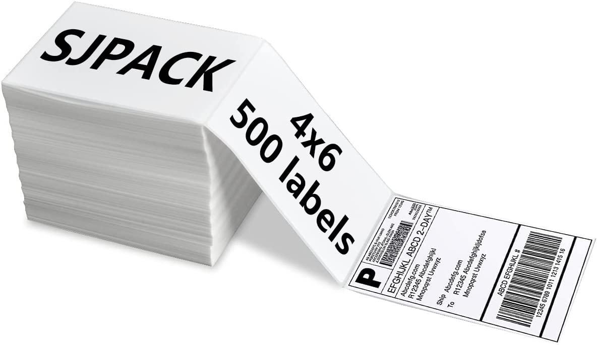 Sjpack 4X6 Thermal Labels, Shipping Labels With Perforated Line, Commercial Grade Thermal Shipping Label Paper, Pack Of 500