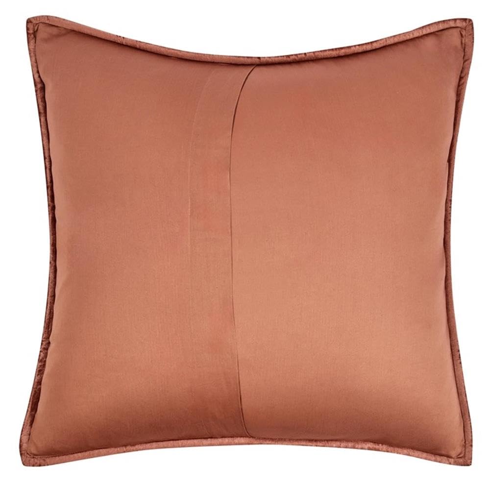 Kosas Home Dimitry 26x26 Velvet and Solid Cotton Euro Sham in Terracotta Orange