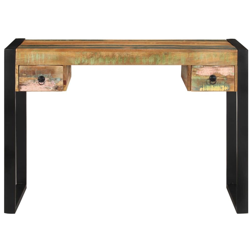 vidaXL Desk, Standing Computer Desk with Drawer, Home Office Desk with Steel Frame, Workstation Table, Industrial, Solid Wood Reclaimed