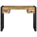 vidaXL Desk, Standing Computer Desk with Drawer, Home Office Desk with Steel Frame, Workstation Table, Industrial, Solid Wood Reclaimed