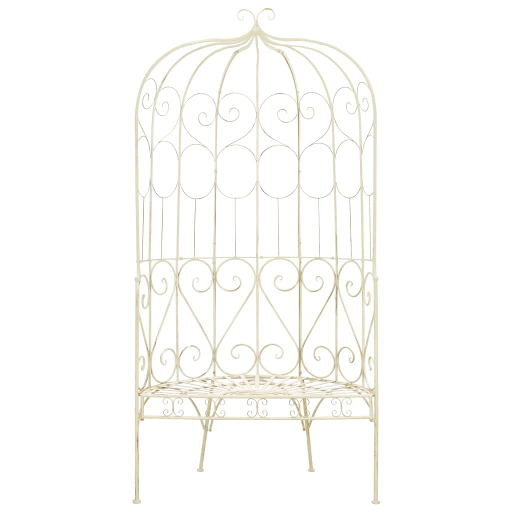 Vidaxl Wrought Iron Outdoor Patio Bench, 37.4' In Antique White | Aesthetic Design | Comfortable Wide Seat | Durable Material | Easy Assembly