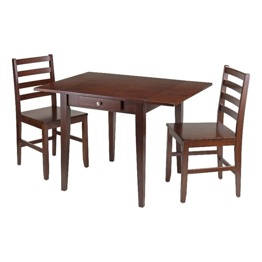 Winsome Hamilton 3-Pc Drop Leaf Dining Table with 2 Ladder Back Chairs