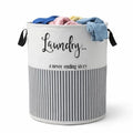 Laundry Basket, 75L, 50x40 cm, Striped Laundry Basket Dark Grey | Non Woven Cloth Bin Bag for Clothes Storage | Freestanding Org