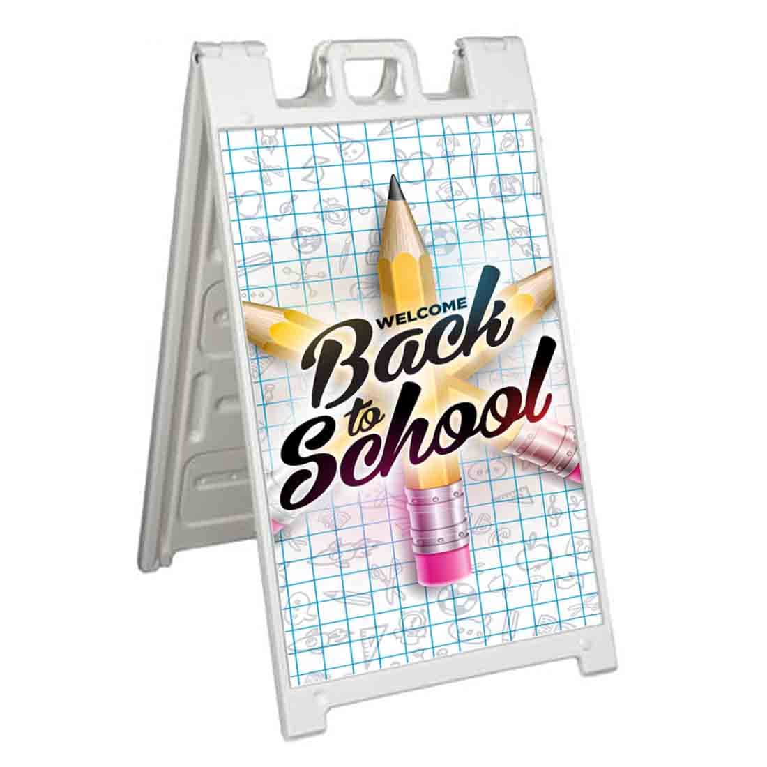 Welcome Back To School (24' X 36') Standard A-Frame Signicade, Includes Decal Applied To Stand | Education, School, College, S