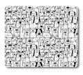 Wknoon Cute Pet Group Of Dogs And Cats Animals Fun Happy Beings Cartoon Inspired Design Black And White Mouse Pad