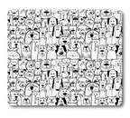 Wknoon Cute Pet Group Of Dogs And Cats Animals Fun Happy Beings Cartoon Inspired Design Black And White Mouse Pad