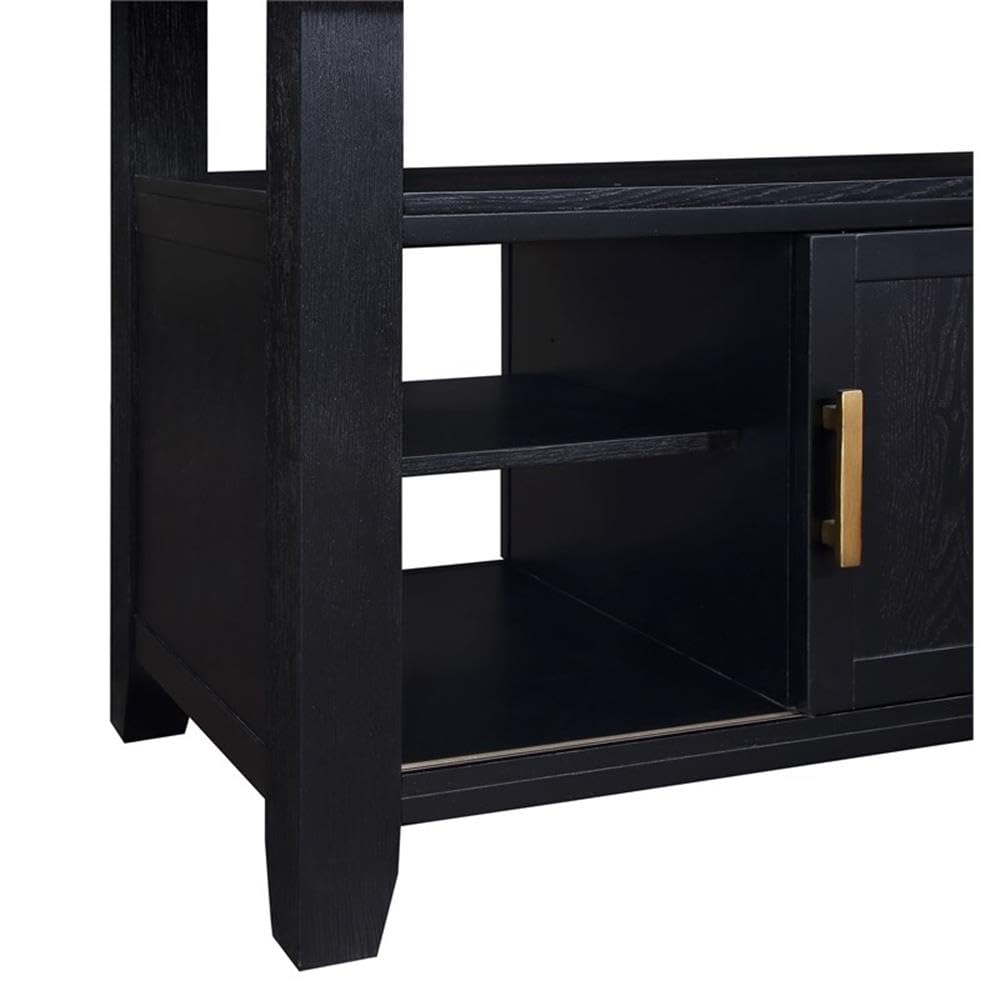 Yves Rubbed Charcoal Wood Counter Height Dining Table with Storage