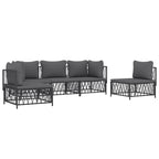 vidaXL 5 Piece Patio Lounge Set - Comfortable Outdoor Seating with Cushions, Durable Steel Frame, Anthracite Color, Modular Design