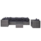 vidaXL Patio Sofa Set 7 Piece, Sectional Sofa for Outdoor Backyard, Couch with Cushions, Patio Furniture Set with Table, Poly Rattan Gray