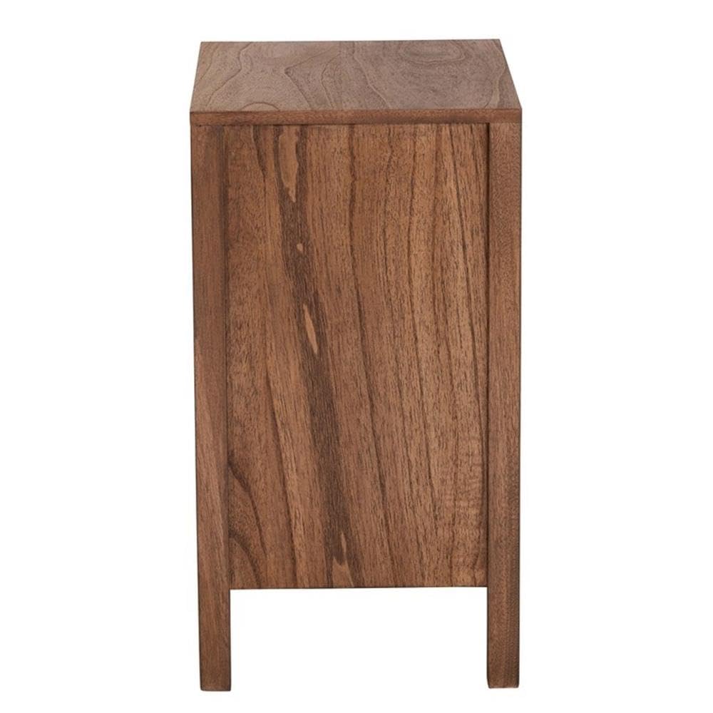 bali & pari Holitz Modern Bohemian Walnut Brown Finished Bayur Wood Nightstand