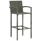vidaXL 2-Piece Bar Stools Set with Footrest, Indoor/Outdoor Seating Chairs, Weather-Resistant Poly Rattan, Gray, Modern Design