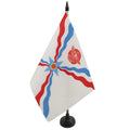 Assyria Table Flag 5' X 8' - Assyrian Desk Flag 21 X 14 Cm - Black Plastic Stick And Base - Az Flag