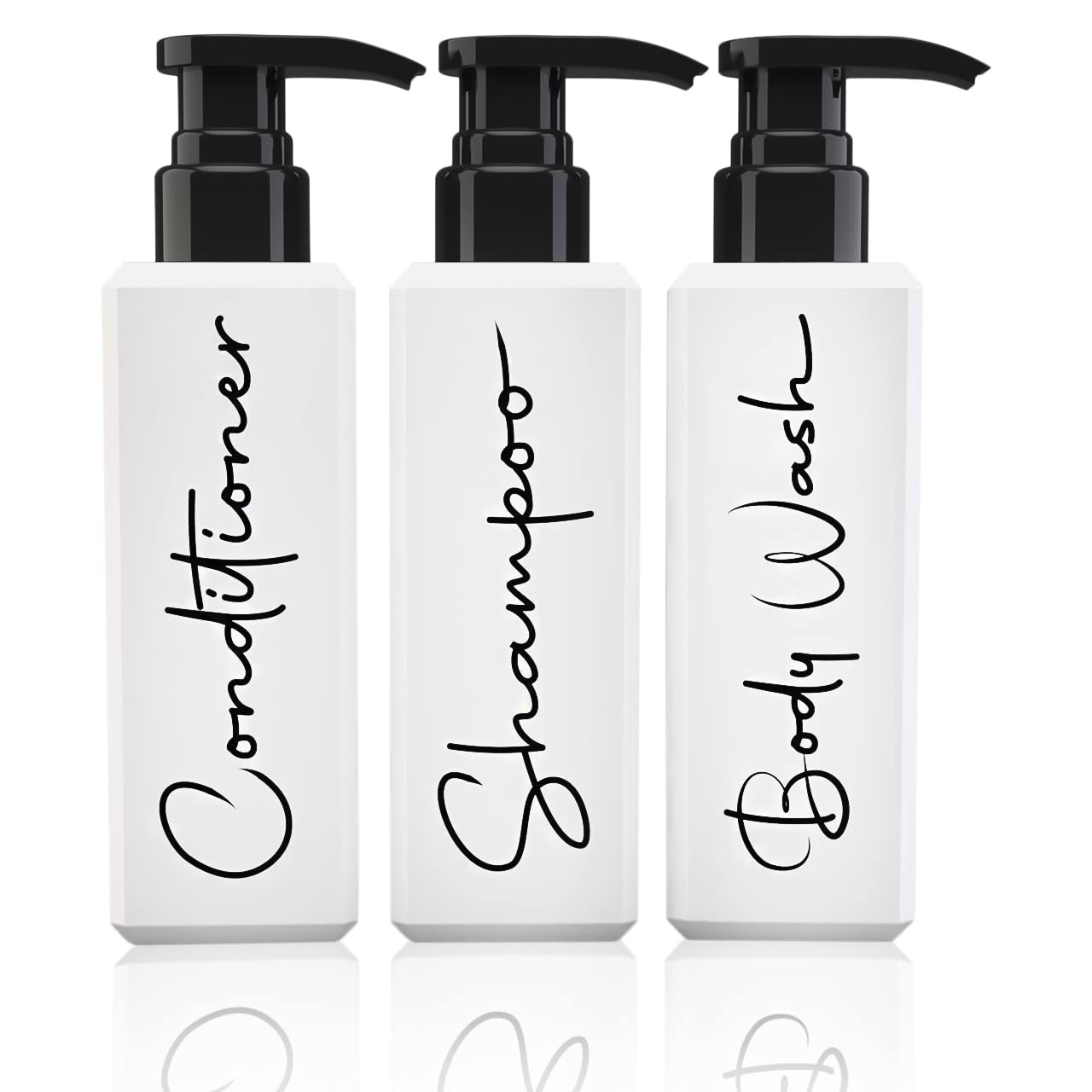 Luxury Spa-Inspired Shampoo and Conditioner Dispenser - Pump Bottles for Shower Wall - Set of 3 Refillable Bottles - Shampoo, Co