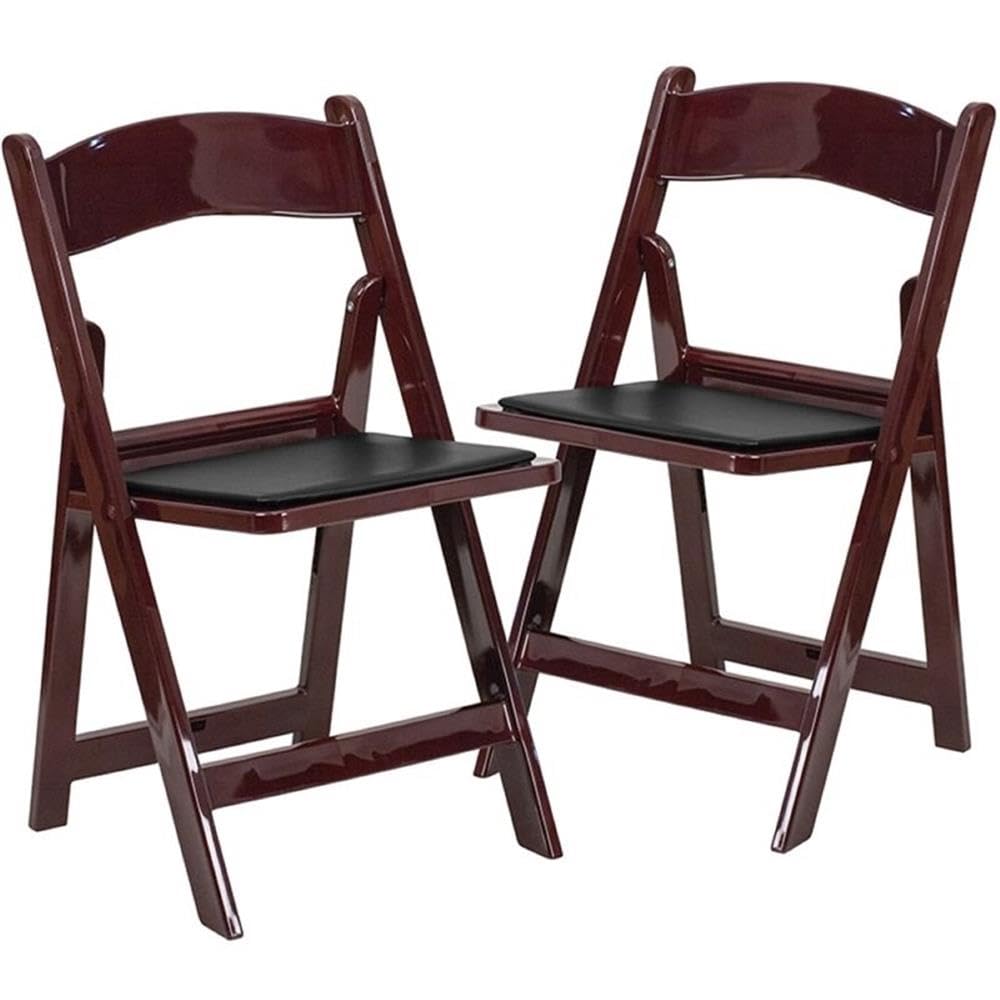 Flash Furniture Hercules Series Folding Chair - Red Mahogany Resin – 2 Pack 800Lb Weight Capacity Comfortable Event Chair - Light Weight Folding Chair