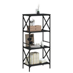 vidaXL 4-Tier Bookcase in Black - Engineered Wood Construction with Industrial Metal Frame, Ample Space, and Adjustable Feet