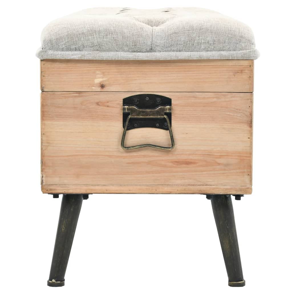 vidaXL Storage Bench - Travelling Trunk Design, 43.3" Solid Wood Fir, Retro Look, Multicolor, Integrated Storage Solution, Durable and Long-Lasting.