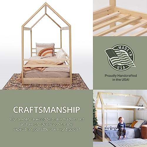 American Furniture Classics Model Twin S 2R3S Twin Size House Bed on Raised Platform with Side Rails on Three Sides