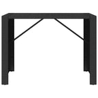 vidaXL Modern Bar Table with Tempered Glass Top and PE Rattan - Black Pub Table with Powder-Coated Steel Frame for Outdoor, Patio and Garden Use, 57.1"x31.5"x43.3"