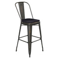 Flash Furniture Carly Commercial Grade 30&Quot; High Copper Metal Indoor-Outdoor Bar Height Stool With Back And Black Polystyrene Seat