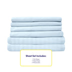 Full Size Bed Sheets - 6 Piece 1500 Supreme Collection Fine Brushed Microfiber Deep Pocket Full Sheet Set Bedding - 2 Extra Pillow Cases, Great Value, Full, Dobby Light Blue