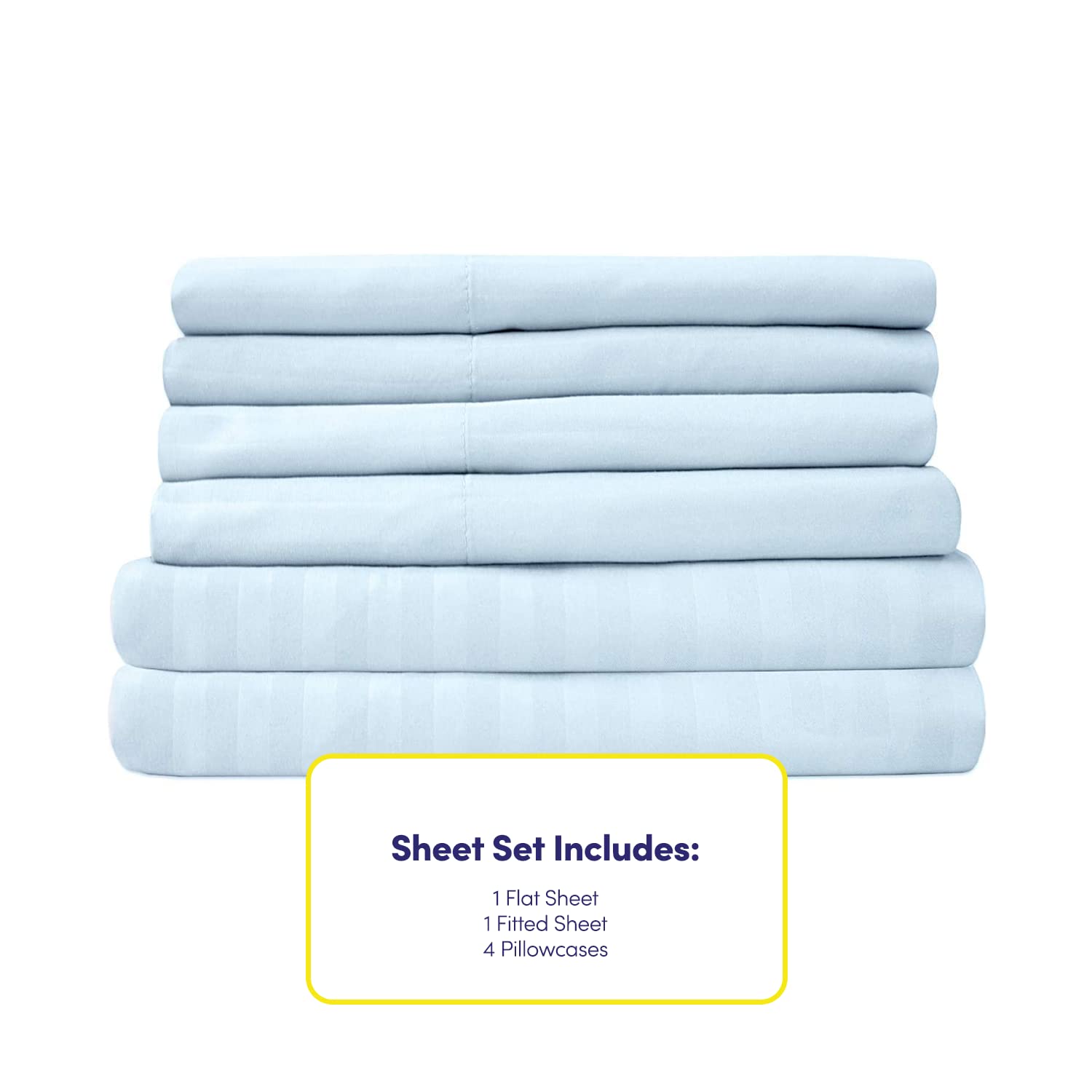 Full Size Bed Sheets - 6 Piece 1500 Supreme Collection Fine Brushed Microfiber Deep Pocket Full Sheet Set Bedding - 2 Extra Pillow Cases, Great Value, Full, Dobby Light Blue