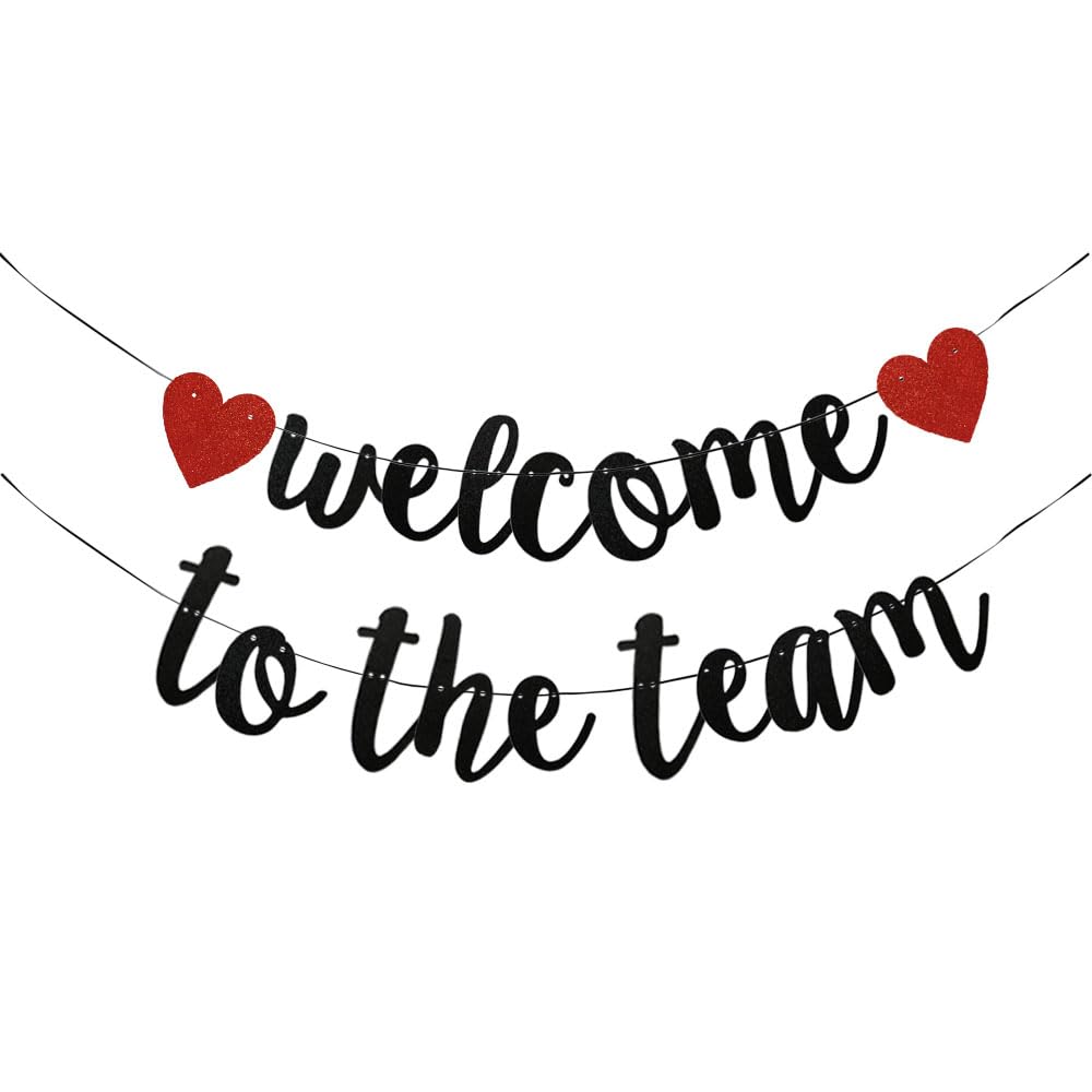 Jensenlin Welcome To The Team Banner,Black Glitter New Employee Member Welcome Banner Decorations,Office Party And School Team I
