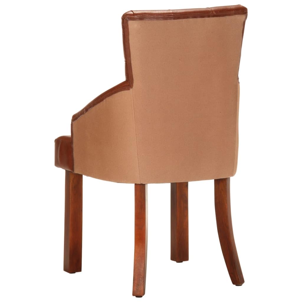 vidaXL Dining Chairs 2 pcs Brown Real Goat Leather