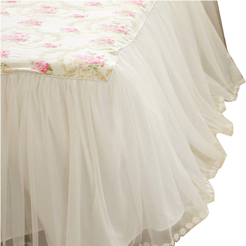Lelva Dust Ruffled Bed Skirts Full Size Wrap Around Lace Bed Ruffle With Platform 18 Inch Deep Drop Cotton Floral Girls Bed Shee