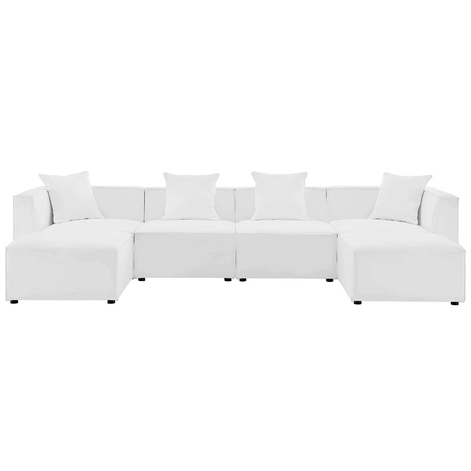Modway Eei-4383-Whi Saybrook Patio Upholstered 6-Piece Sectional Sofa In White