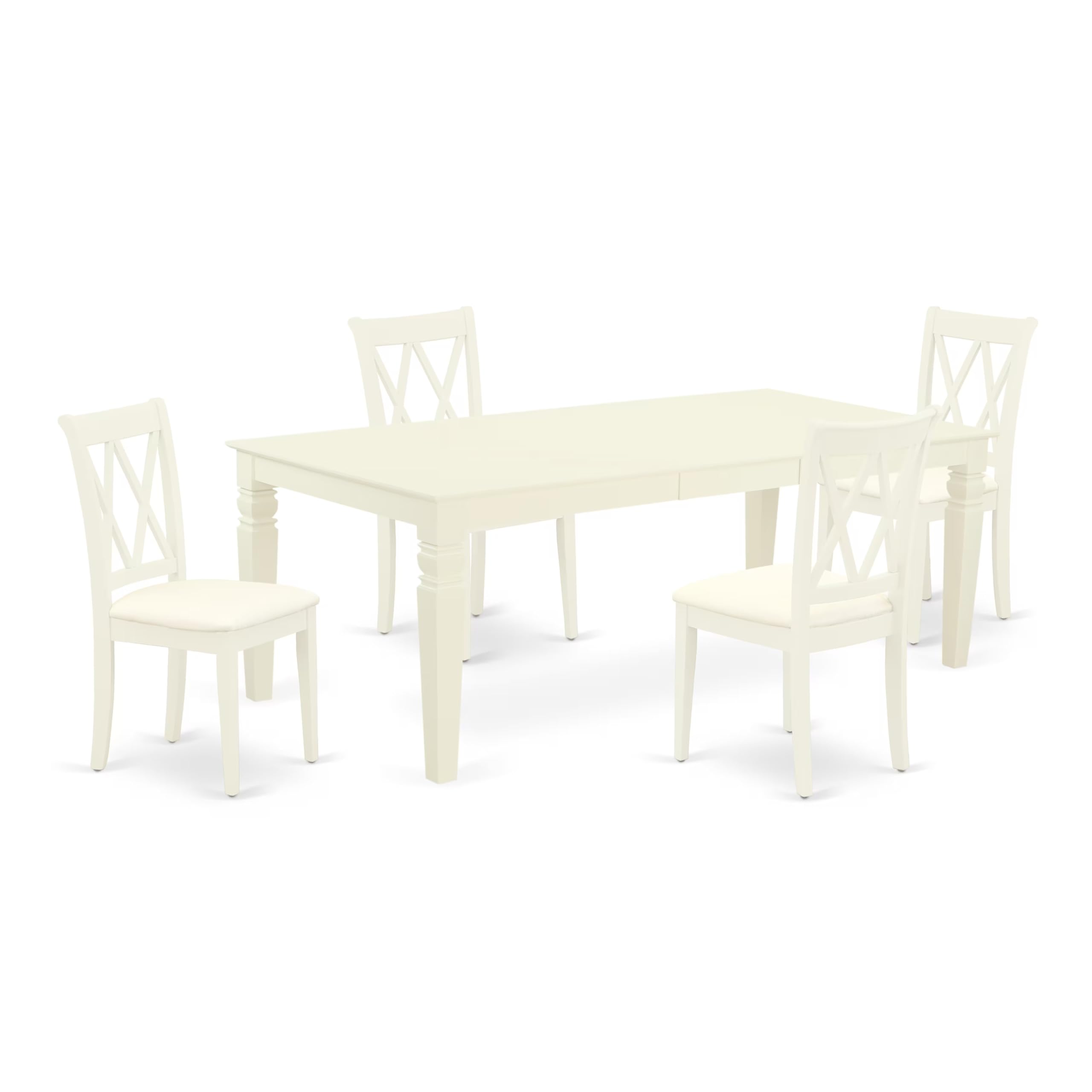 East West Furniture Lgcl5-Lwh-C 5 Piece Kitchen Table & Chairs Set Includes A Rectangle Dining Table With Butterfly Leaf And 4 Linen Fabric Dining Room Chairs, 42X84 Inch, Linen White