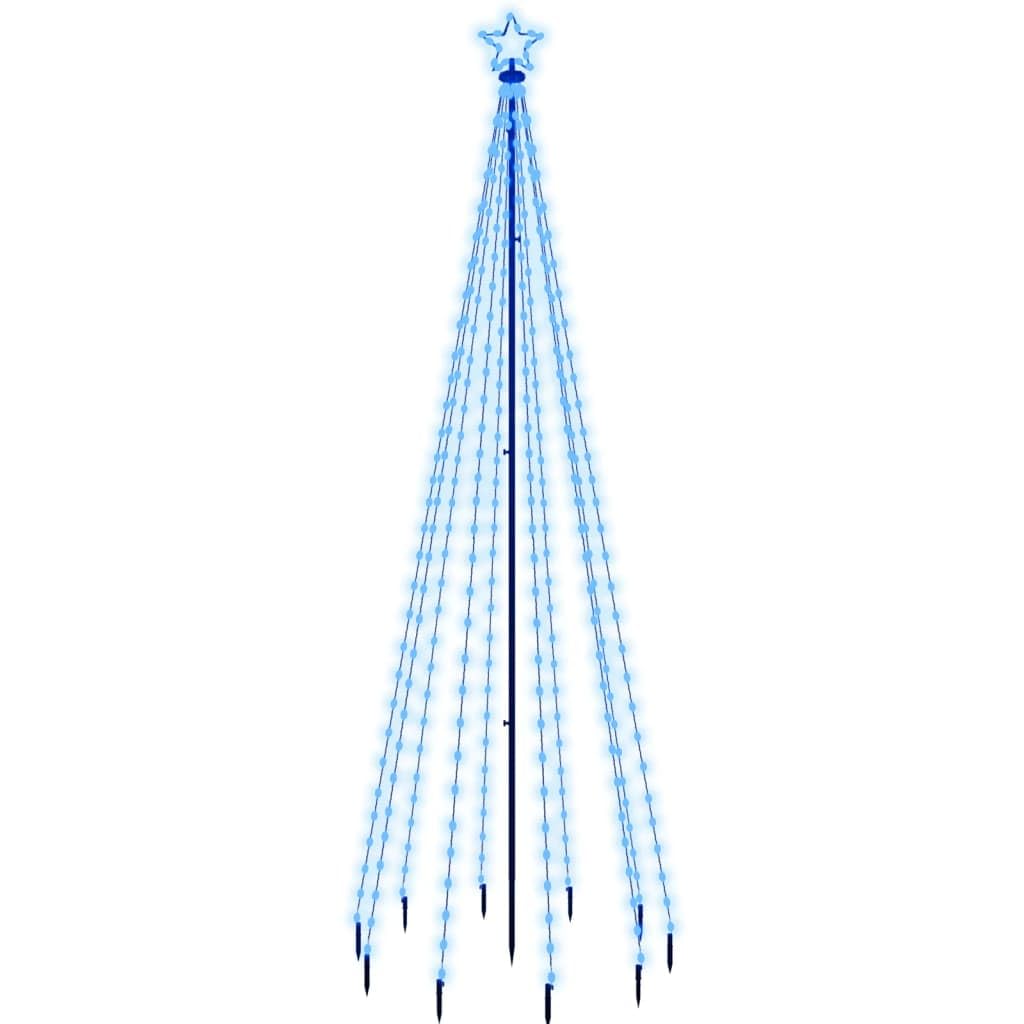 vidaXL LED Christmas Tree - 10 ft High with Spike; Modern Blue 310 LEDs; 8 Lighting Effects; Compact Design for Easy Storage; Includes USB Connector & 9.8&quot; Star Light