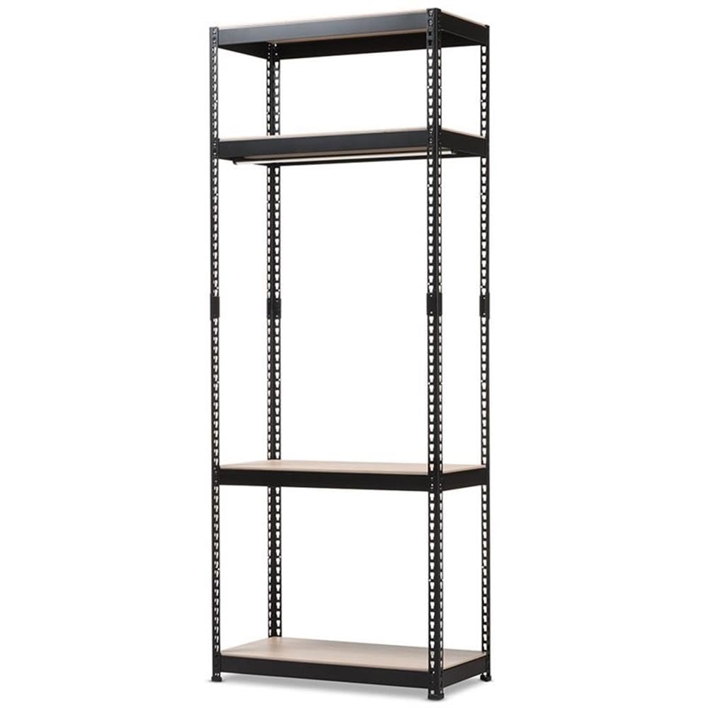 Baxton Studio Gavin Black Metal 4-Shelf Closet Storage Racking Organizer