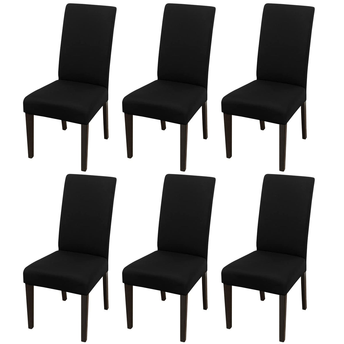 Jqinhome 6 Pcs Dining Chair Slipcover,High Stretch Removable Washable Chair Seat Protector Cover For Home Party Hotel Wedding Ceremony (Beige White)