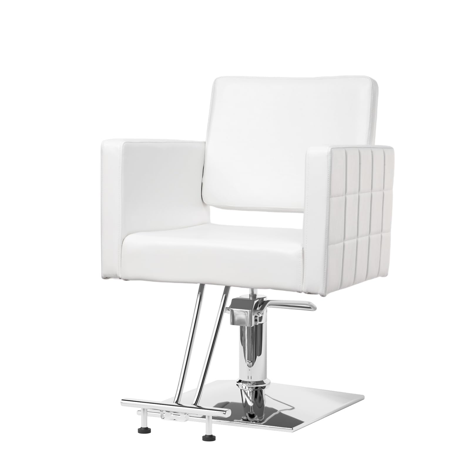 Bonnlo Salon Styling Chair for Hair Stylist Wide Seat, Hydraulic Barber Chair with Stainless Steel Footrest, White Hair Salon Ch
